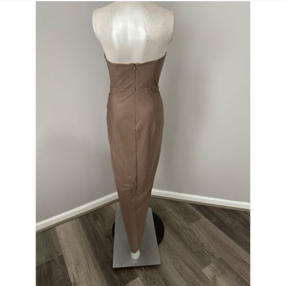 NWT Michael Costello X Revolve Womens Satin Surplice Skirt Jake Gown Taupe Small - Picture 7 of 11